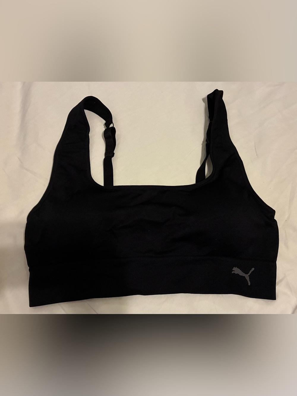 Puma Black Low-Impact Seamless Sports Bra with Reflective Logo